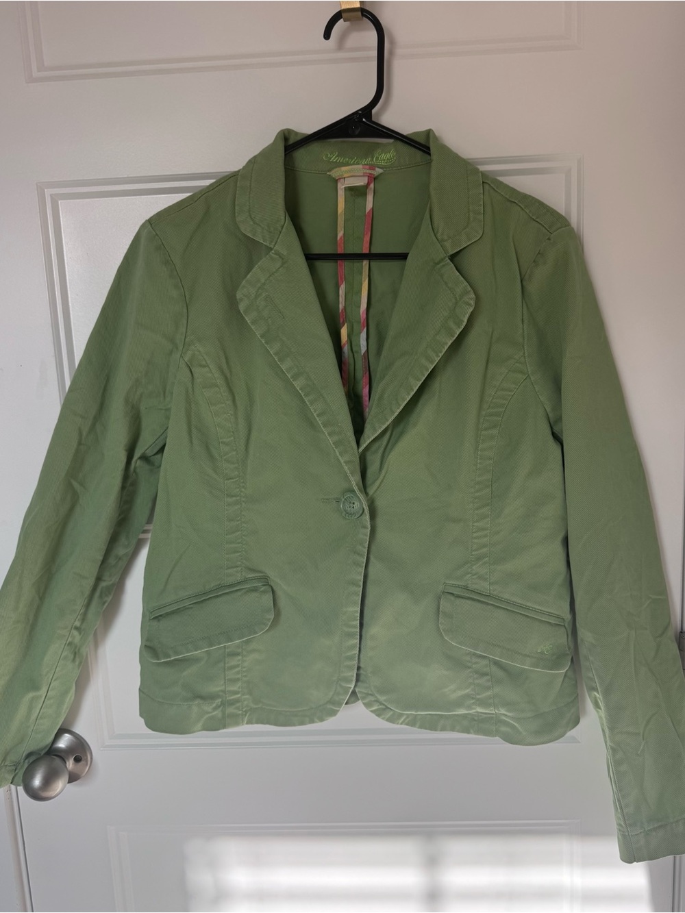 Y2K American eagle green blazer with colorful accents